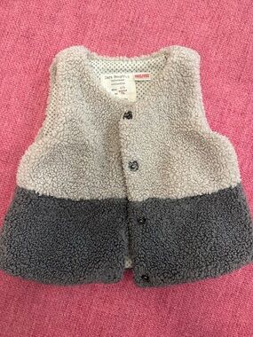 Zara Two-Tone Cream and Charcoal Sherpa Vest - Kids